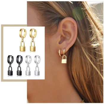 Vintage Small Padlock Huggie Earrings for Women Custom Initial Pad Lock Dangle Stainless Steel Hoop Earrings Punk Lady Jewerly
Vintage Small Padlock Huggie Earrings for Women Custom Initial Pad Lock Dangle Stainless Steel Hoop Earrings Punk Lady Jewerly