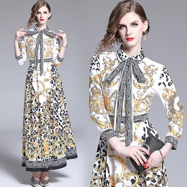 2019 Women Long Dress Vintage Leopard Dress Long Sleeve Maxi Bow Neck Party Dresses Vestidos Mujer
2019 Women Long Dress Vintage Leopard Dress Long Sleeve Maxi Bow Neck Party Dresses Vestidos Mujer