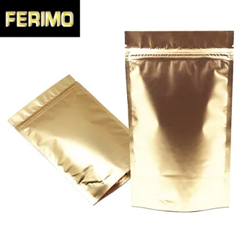 

1000pcs/Lot Matte Gold Aluminum Foil Zip Lock Resealable Bag Stand Up Pouch For Tea Nuts Snack Packaging 6 Sizes