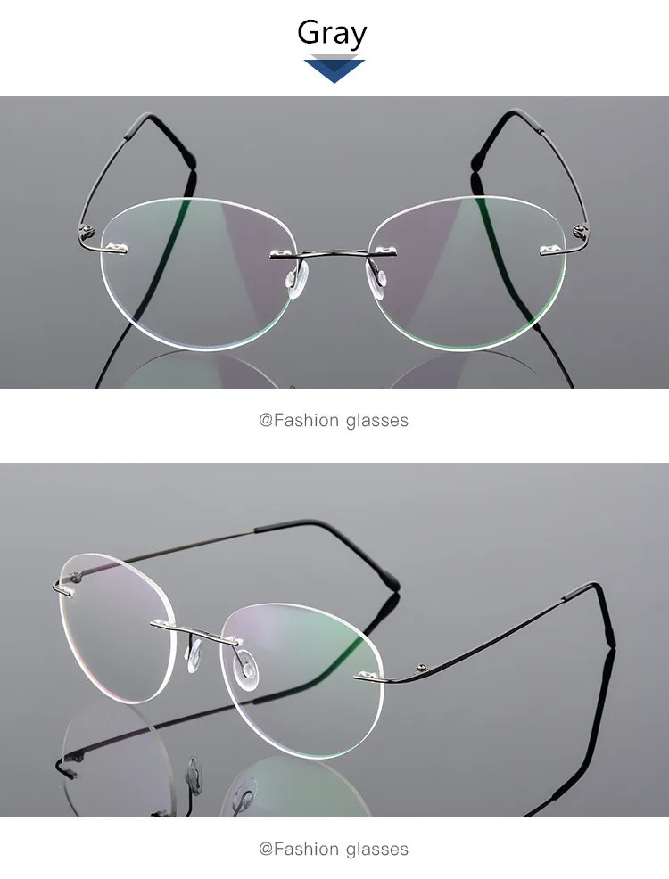Titanium Alloy Framless owalne okulary dla osób z krótkowzrocznością wykończone kobiety mężczyźni ultralekki okulary korekcyjne bez oprawek 0 -0.5 -0.75 To -6.0 15 H8651f226e4eb4010a9a826347c3b2fbai