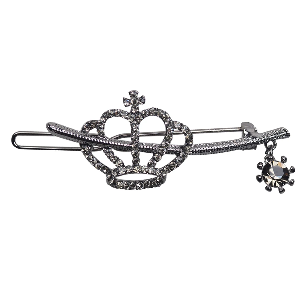 Women Crystal Rhinestone Crown Tassel Hair Clip Slide Hairpin Gripper Women Crystal Rhinestone Crown Tassel Hair Clip Slide Hairpin Gripper