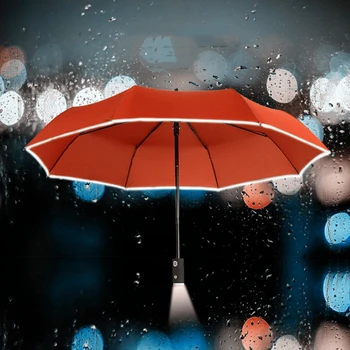 New Automatic Reverse Umbrella with flashlight 10 bones 3-folding with Luminous reflective strip reverse umbrella rain women
New Automatic Reverse Umbrella with flashlight 10 bones 3-folding with Luminous reflective strip reverse umbrella rain women