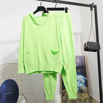 Pink Black Gray Hooded Knitted Tracksuit Women Set Pocket Long sleeve Sweater Long Pants Female Two Piece Outfits Knitting 2pcs
Pink Black Gray Hooded Knitted Tracksuit Women Set Pocket Long sleeve Sweater Long Pants Female Two Piece Outfits Knitting 2pcs