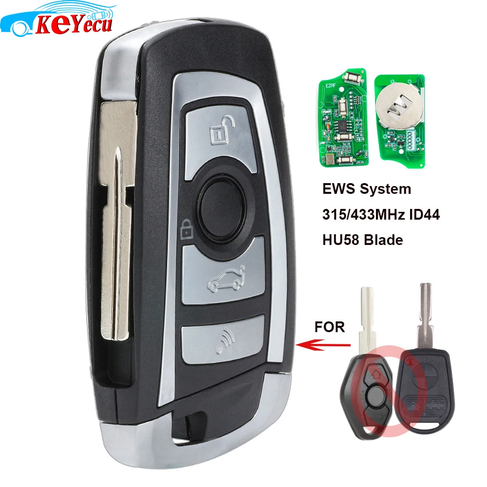 KEYECU EWS Modified Flip Remote Key 4 Button 315MHz/433MHz PCF7935 ID44 Chip for BMW E38 E39 E46 M5 X3 X5 Z3 Z4 HU58 Blade
KEYECU EWS Modified Flip Remote Key 4 Button 315MHz/433MHz PCF7935 ID44 Chip for BMW E38 E39 E46 M5 X3 X5 Z3 Z4 HU58 Blade