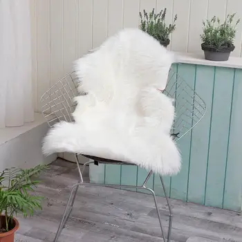 

Plush Carpet Soft Faux Sheepskin Fur Chair Couch Cover White Area Rug Bedroom Floor Sofa Living Room 2 X 3 Feet