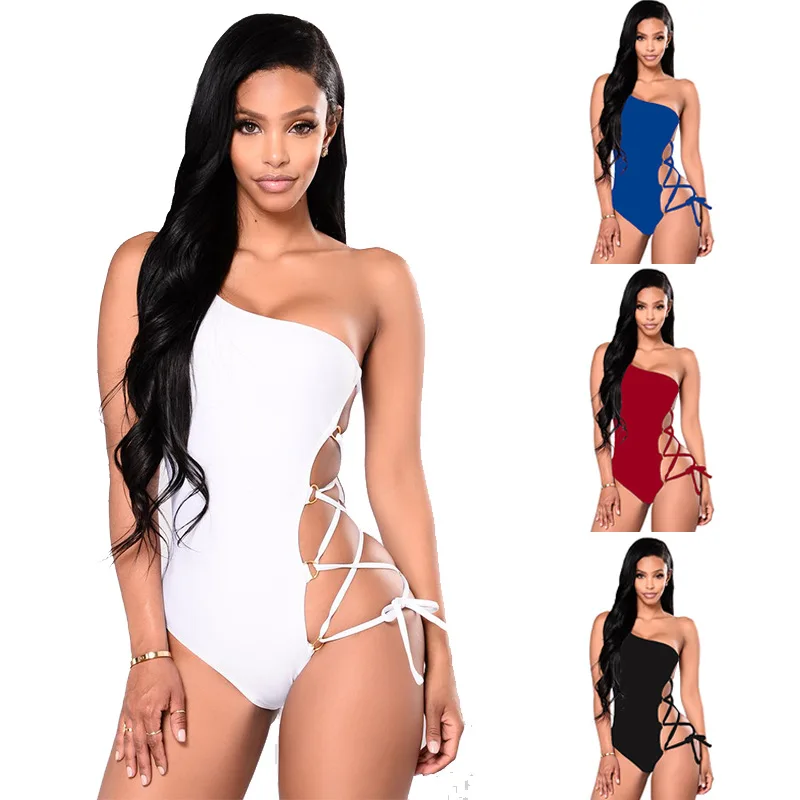 2019 New Sexy One-Piece Swimsuit Women Off Shoulder Swimwear Push Up metal ring bandage Hollow high waist Bathing swimming suit
2019 New Sexy One-Piece Swimsuit Women Off Shoulder Swimwear Push Up metal ring bandage Hollow high waist Bathing swimming suit
