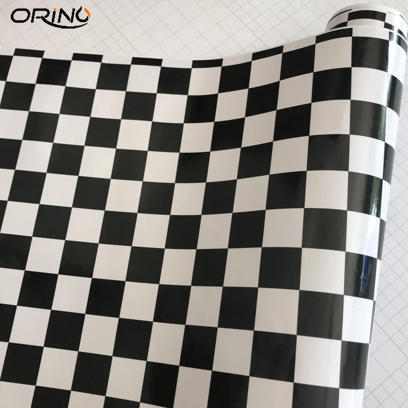 Black White Checkered Flag Sticker Decal Film-3