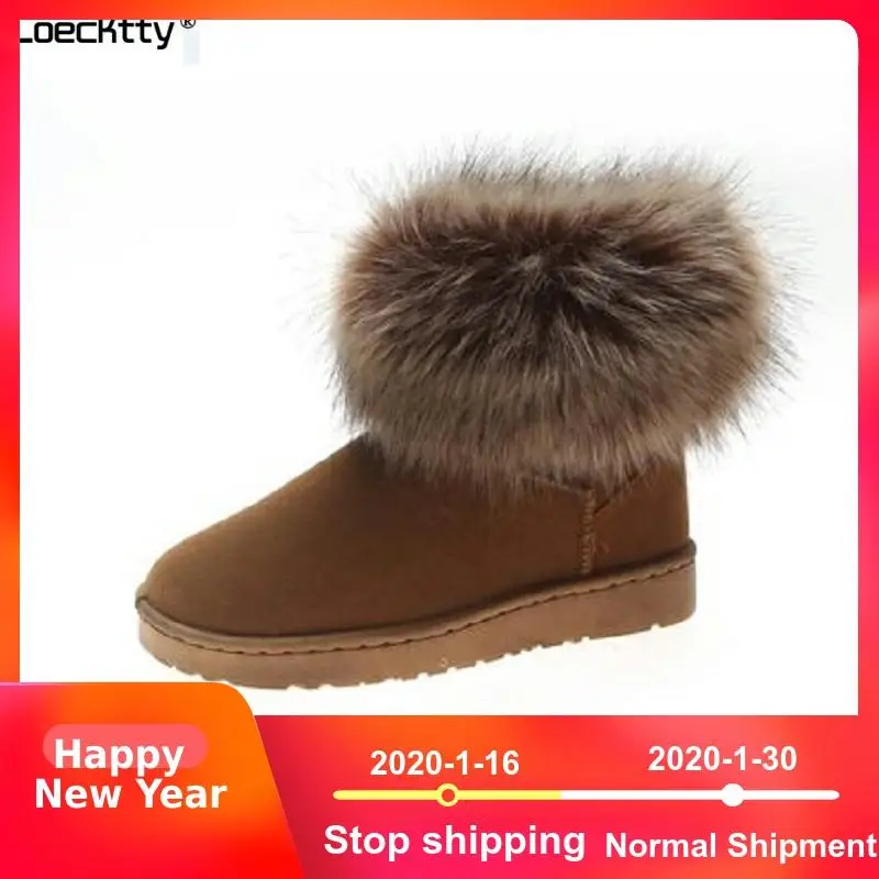Europe and American Style Fashion Women Winter Snow Boots Suede Faux Fur Female Waterproof Snow Boots Slip-on Shoes