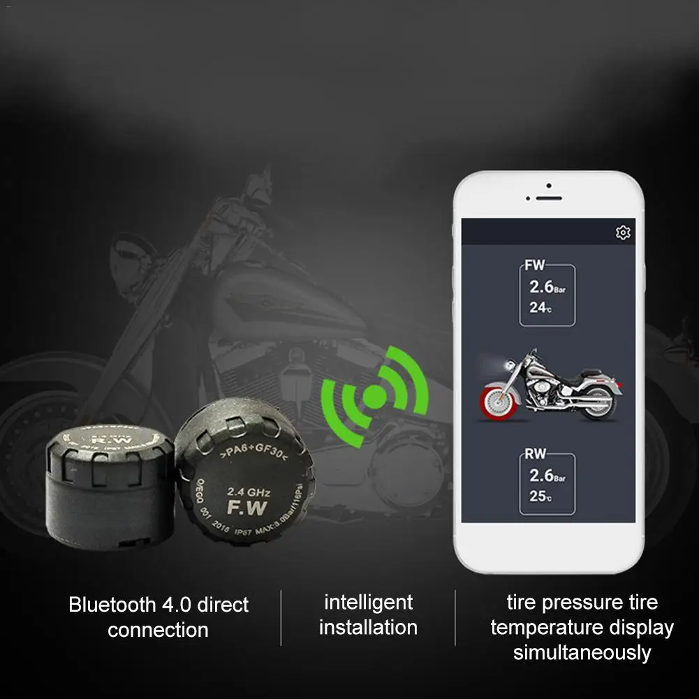 AUTOECHO Motorcycle Bluetooth Tyre Pressure Monitoring System With 2 Sensors LCD Display Anti-Theft Function Waterproof New
AUTOECHO Motorcycle Bluetooth Tyre Pressure Monitoring System With 2 Sensors LCD Display Anti-Theft Function Waterproof New