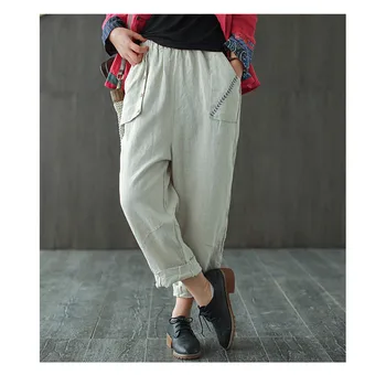 2020 Spring new women trousers linen hand-embroidered harem pants retro literary loose asymmetric pocket ladies harajuku
2020 Spring new women trousers linen hand-embroidered harem pants retro literary loose asymmetric pocket ladies harajuku