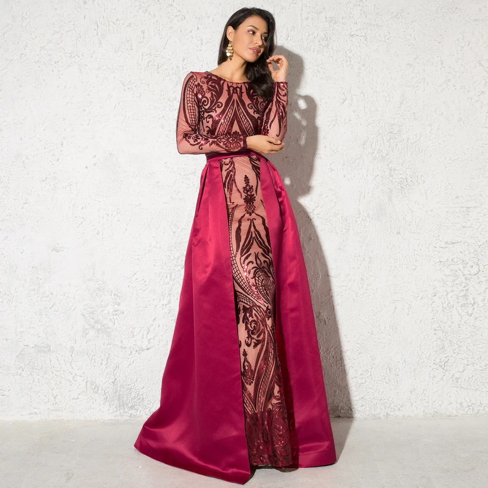 Burgundy Sequined Full Sleeved Evening Party Dress Floor Length O Neck Floor Length Ball Gown
Burgundy Sequined Full Sleeved Evening Party Dress Floor Length O Neck Floor Length Ball Gown