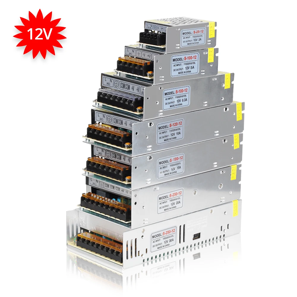 Питание DC 12V 1A 2A 3A 5A 8A 10A 12A 15A 20A 30A 40A 50A светильник ing трансформатор Светодиодные