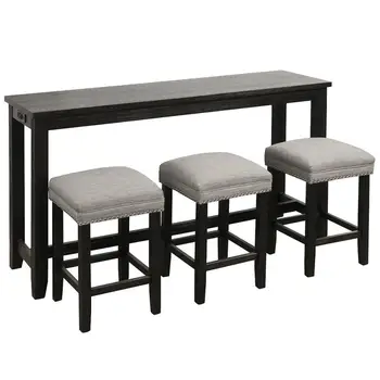 4 Piece Bar Table Set Counter Height Pub Table& 3 Bar Stools with USB Interface HW64391
4 Piece Bar Table Set Counter Height Pub Table& 3 Bar Stools with USB Interface HW64391