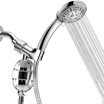 High Pressure Handheld Shower Head and 15 Stage Shower Filter Combo, 9 Spray Settings Held Shower Head with 60 Inch Hose
High Pressure Handheld Shower Head and 15 Stage Shower Filter Combo, 9 Spray Settings Held Shower Head with 60 Inch Hose