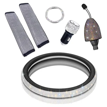 Bling Car Accessories for Women,Universal Crystal Rhinestones Steering Wheel Cover Set, Bling Car Protector Decor for Girls, Bli
Bling Car Accessories for Women,Universal Crystal Rhinestones Steering Wheel Cover Set, Bling Car Protector Decor for Girls, Bli