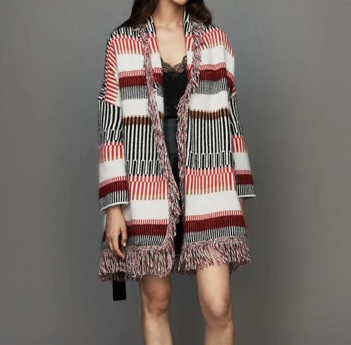 Knitted Jacket Tassel Cardigan Women Jacket Striped Patchwork Geometry Loose Outwear Autumn
Knitted Jacket Tassel Cardigan Women Jacket Striped Patchwork Geometry Loose Outwear Autumn