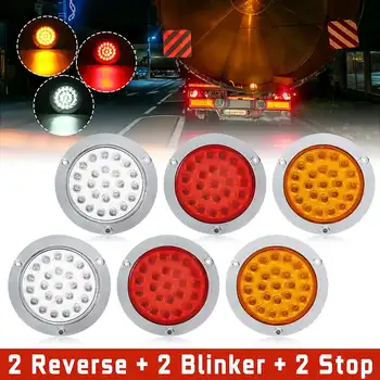 

24LED Truck Side Mark Indicator Warning Lights Round Tail Light Stop Rear Turn Reverse Brake Signal Lamp Truck Reflectors