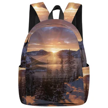 Winter View At Sunrise Backpack Interior Key Chain Holder Luxury Backpack Arcuate Shoulder Strap 
Winter View At Sunrise Backpack Interior Key Chain Holder Luxury Backpack Arcuate Shoulder Strap