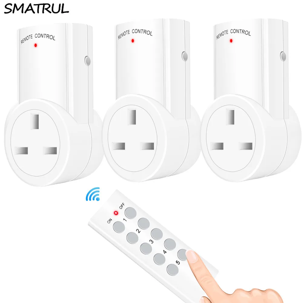 SMATRUL 433mhz smart Wireless 3 RF Socket 1 Remote Control wall Electrical UK Plug home Outlet Switch 220v 230v 10A LED Lights
SMATRUL 433mhz smart Wireless 3 RF Socket 1 Remote Control wall Electrical UK Plug home Outlet Switch 220v 230v 10A LED Lights
