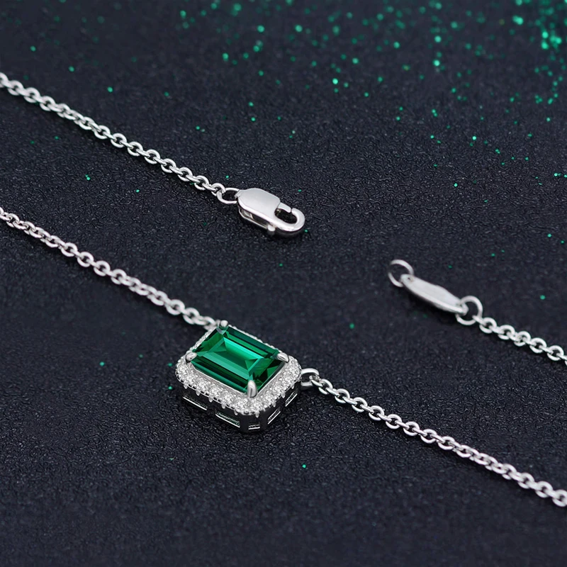 OEVAS 100% 925 Sterling Silver Pendant Necklace For Women Top Quality Lad Grown Emerald Gemstone Wedding Party Bridal Jewelry
