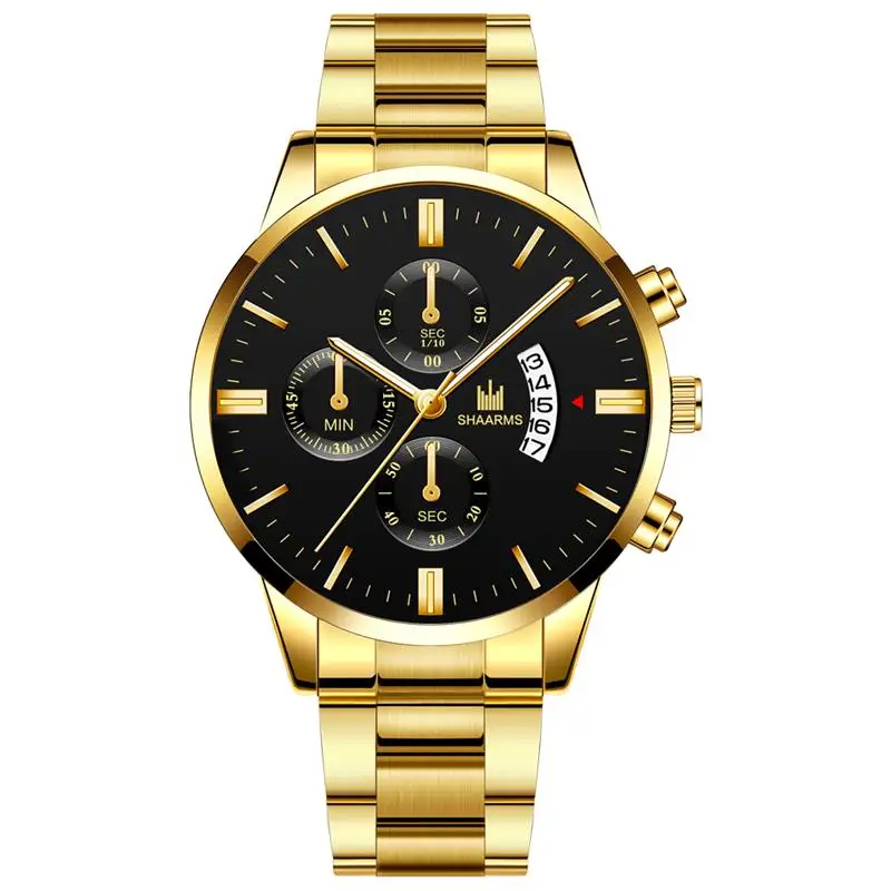 2019 Luxury Gold Watch Stainless Steel Analog Quartz Wristwatch Fashion Business Date Watches Military Sport Clock 
2019 Luxury Gold Watch Stainless Steel Analog Quartz Wristwatch Fashion Business Date Watches Military Sport Clock