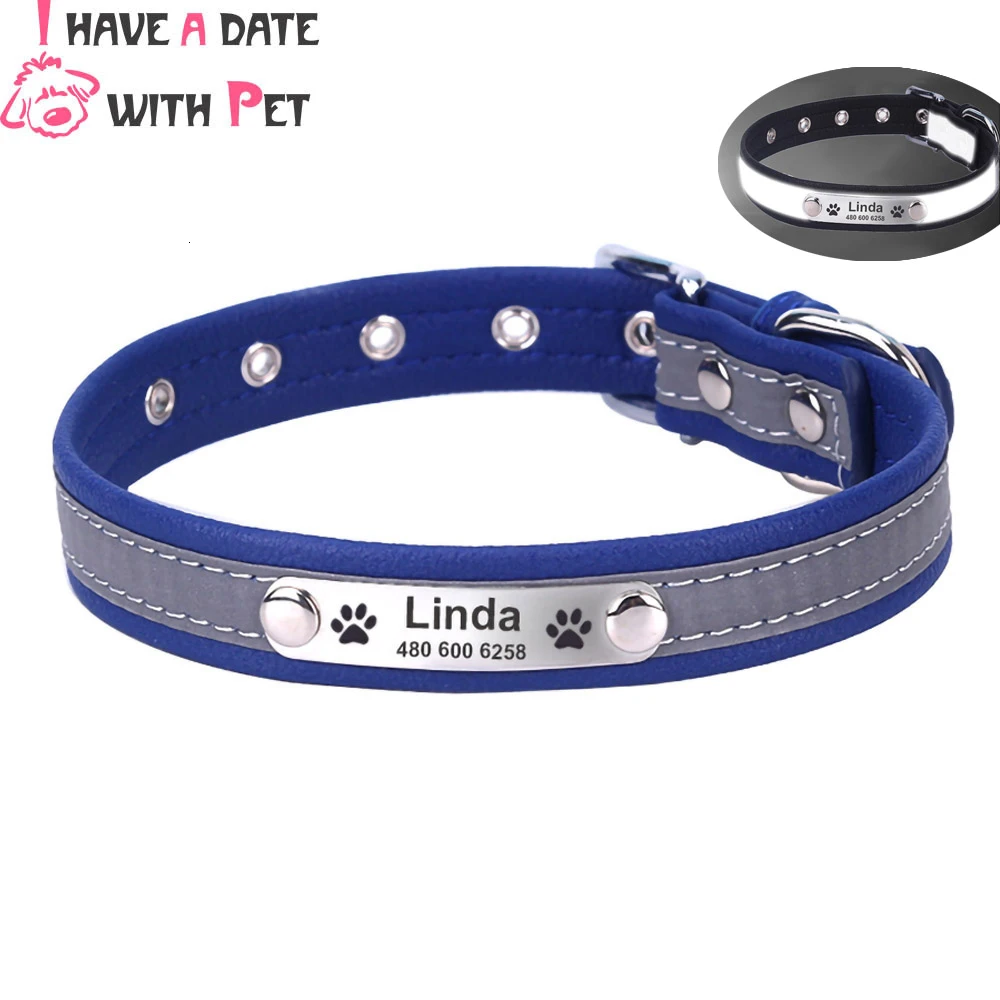 Reflective Leather Personalized Engraved Dog Collar Custom Puppy Cat Pet Collars ID Tag For For Small Large Medium Dogs XS-XXL
Reflective Leather Personalized Engraved Dog Collar Custom Puppy Cat Pet Collars ID Tag For For Small Large Medium Dogs XS-XXL