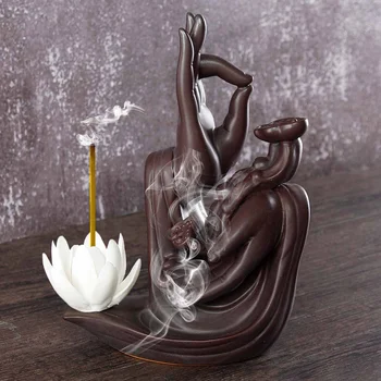 Ceramic Retro Backflow Incense Burner Buddha Hand Flower Censer Holder Gift Ornament Crafts 16x21.7cm Teahouse Home Decoration
Ceramic Retro Backflow Incense Burner Buddha Hand Flower Censer Holder Gift Ornament Crafts 16x21.7cm Teahouse Home Decoration