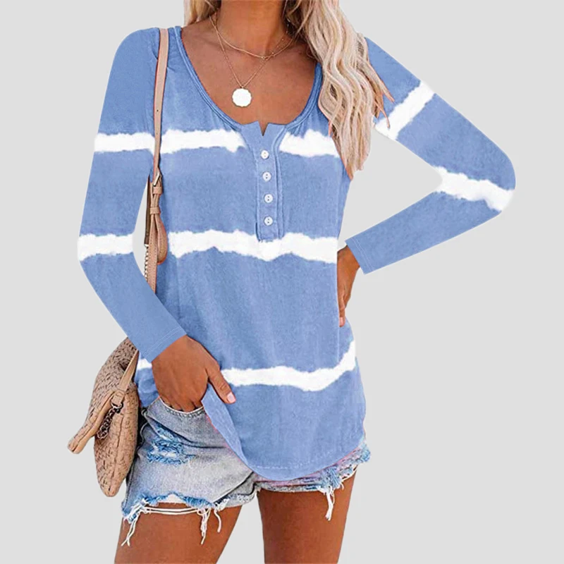 Tops Tee V-Neck Women Clothes Button Stripe Solid Patchwork T Shirt Long Sleeve Female Plus Size Loose Tees Shirts Autumn
Tops Tee V-Neck Women Clothes Button Stripe Solid Patchwork T Shirt Long Sleeve Female Plus Size Loose Tees Shirts Autumn