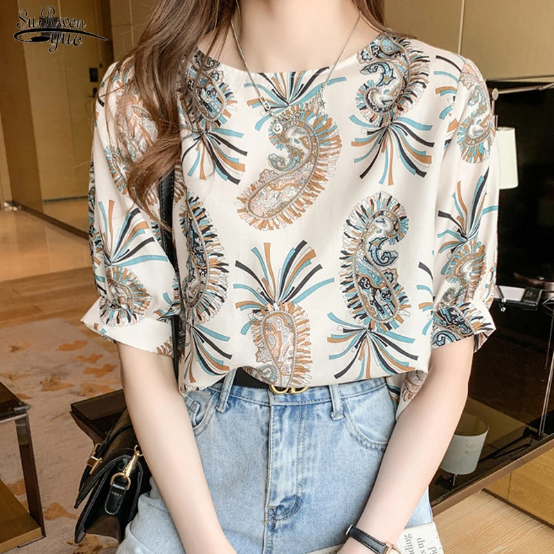 Summer 2021 Short Sleeve Printing Women Blouse And Tops Loose Loose Floral Women Shirts O Neck Female Clothing Blusas 14374
Summer 2021 Short Sleeve Printing Women Blouse And Tops Loose Loose Floral Women Shirts O Neck Female Clothing Blusas 14374