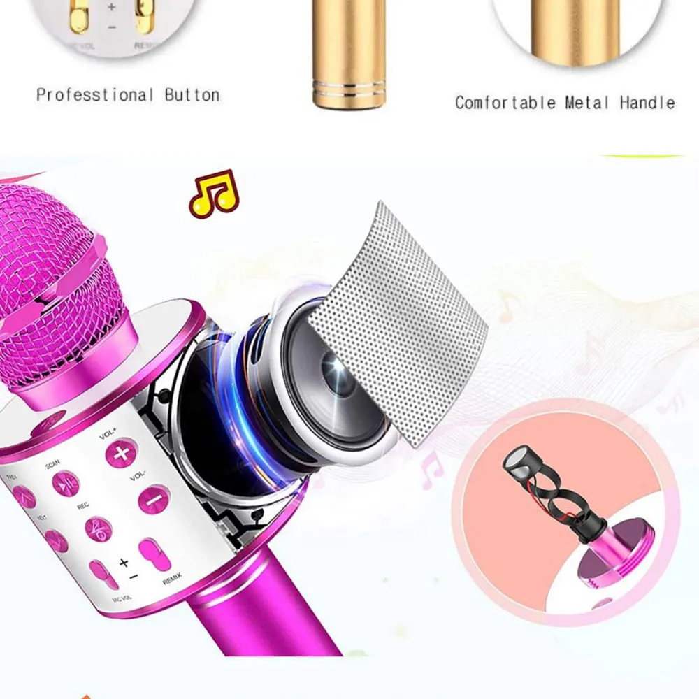 Fast-Delivery WS858 Karaoke Microphone Wireless Speaker Recording Youtube Bluetooth Microphone For Smartphone Kids Fast-Delivery WS858 Karaoke Microphone Wireless Speaker Recording Youtube Bluetooth Microphone For Smartphone Kids
