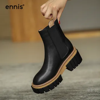ENNIS Retro Woman Platform Ankle Boots Slip On Chelsea Boots Genuine Leather Gothic Platform Shoes Thick Heel Booties NEW A0152
ENNIS Retro Woman Platform Ankle Boots Slip On Chelsea Boots Genuine Leather Gothic Platform Shoes Thick Heel Booties NEW A0152