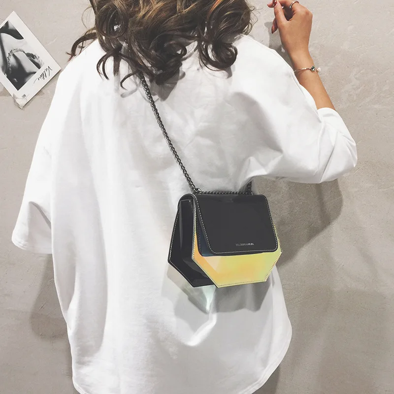 INS Hexagonal Laser Chain Bag Women's 2019 New Style Korean Versatile Shoulder-Style Contrast Color Square Sling Bag
INS Hexagonal Laser Chain Bag Women's 2019 New Style Korean Versatile Shoulder-Style Contrast Color Square Sling Bag