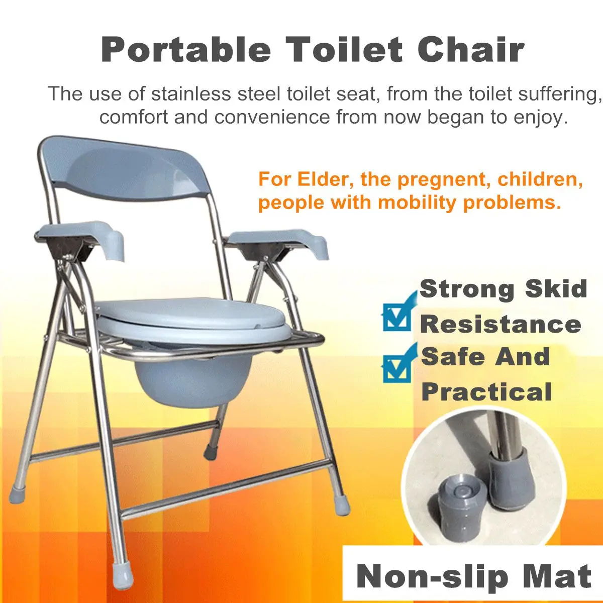 Folding Bedside Commode Chair Heavy Duty Commode Toilet Chair Toilet Safety Medical Commode Old Man Pregnant Woman Toilet Chair Bathroom Chairs Stools Aliexpress