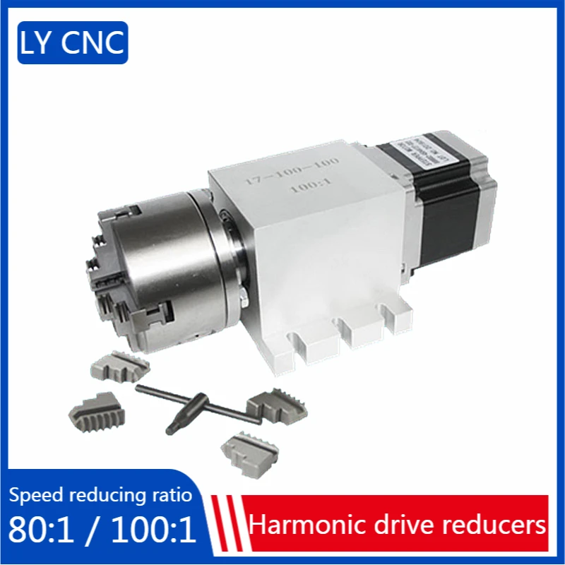 Harmonic drive reducers CNC A Rotary axis A axis dividing head 100mm Chuck 4th axis Speed reducing ratio 100:1 for cnc machine
Harmonic drive reducers CNC A Rotary axis A axis dividing head 100mm Chuck 4th axis Speed reducing ratio 100:1 for cnc machine