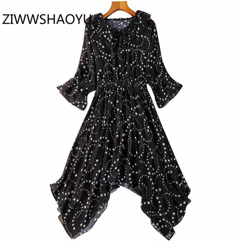 ZIWWSHAOYU Women Summer Black Asymmetrical Dress Flare Sleeve Print Elastic Waist Chiffon Midi Dress Ladies Boho Holiday Dresses
ZIWWSHAOYU Women Summer Black Asymmetrical Dress Flare Sleeve Print Elastic Waist Chiffon Midi Dress Ladies Boho Holiday Dresses