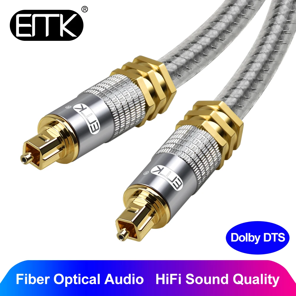 

EMK Digital 5.1 Optical Cable Toslink Fiber Cable SPDIF Optical Audio Cable OD8.0 Braided jacket 2m 3m 8m AMP DVD Xbox speaker