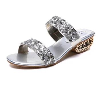 Women's Summer Shiny Rhinestone Slippers Fashion Round Headband Heel Slippers Sexy Lady High Heels Opened Toe sandals
Women's Summer Shiny Rhinestone Slippers Fashion Round Headband Heel Slippers Sexy Lady High Heels Opened Toe sandals