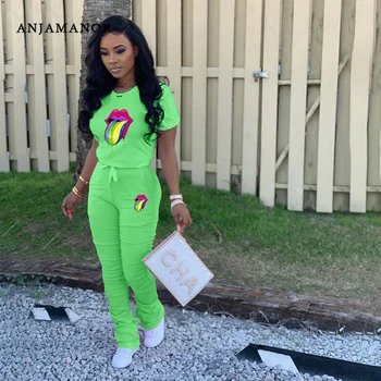 ANJAMANOR Rainbow Lips Tongue Print Two Piece Set Casual T Shirt Stacked Pants Tracksuit Matching Sets for Women Outfit D49-DC51
ANJAMANOR Rainbow Lips Tongue Print Two Piece Set Casual T Shirt Stacked Pants Tracksuit Matching Sets for Women Outfit D49-DC51