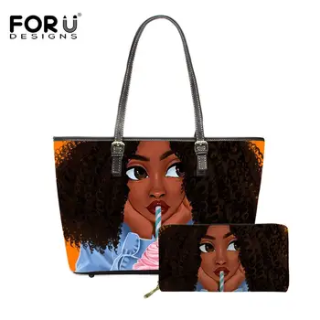 FORUDESIGNS Women Handbag Black Afro Art Queen Printing Handbags&Purse for Ladies 2pcs/set Shoulder Totes Females Shopping Bags
FORUDESIGNS Women Handbag Black Afro Art Queen Printing Handbags&Purse for Ladies 2pcs/set Shoulder Totes Females Shopping Bags