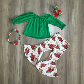baby Girl clothes girls christmas outfits solid green top with gifts car bell bottom pants girls boutique clothes with accessory
baby Girl clothes girls christmas outfits solid green top with gifts car bell bottom pants girls boutique clothes with accessory