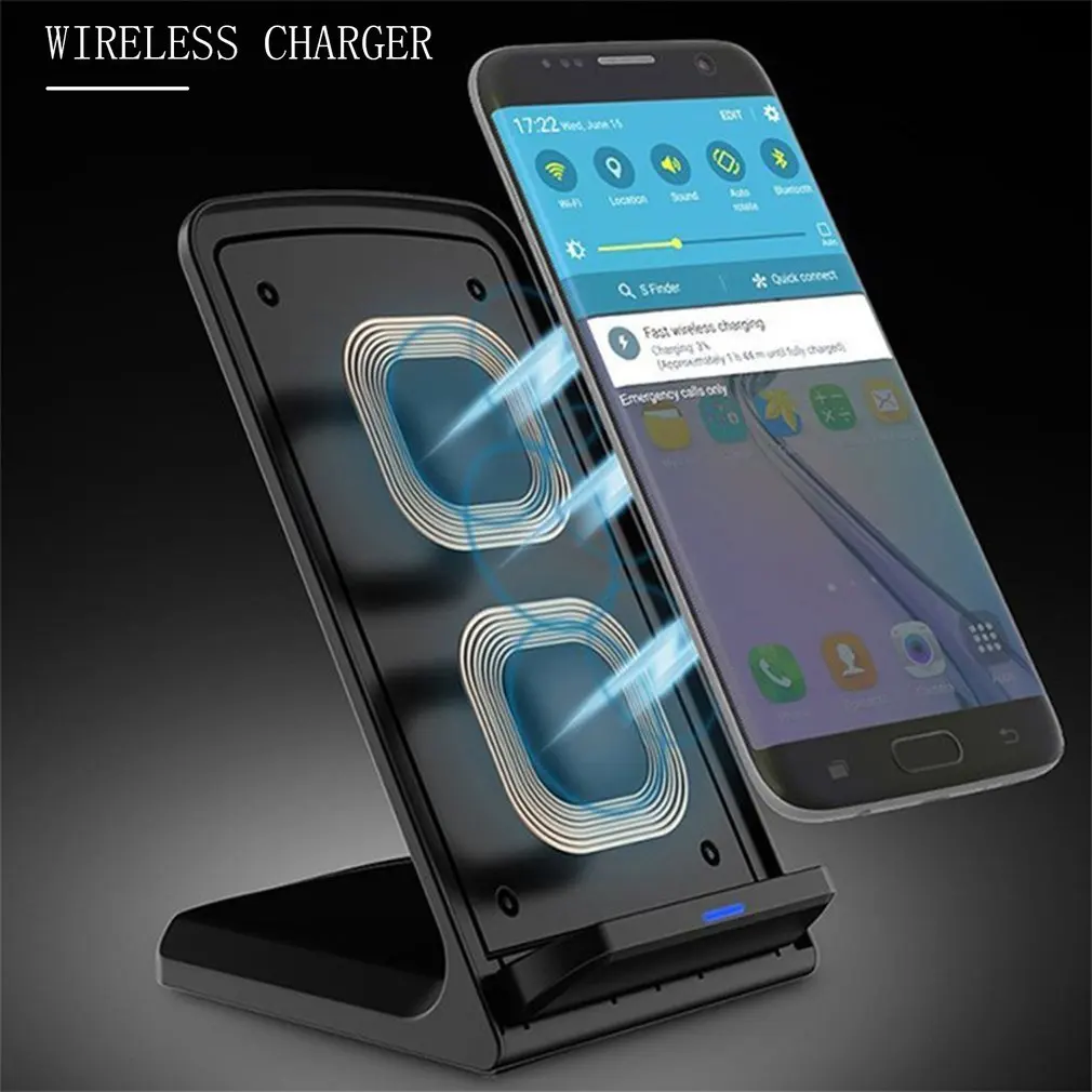 10W Portable Vertical Double Coil Wireless Charger with LED Indicator Fast Charge for Qi Standard Smart Mobile Phone
10W Portable Vertical Double Coil Wireless Charger with LED Indicator Fast Charge for Qi Standard Smart Mobile Phone
