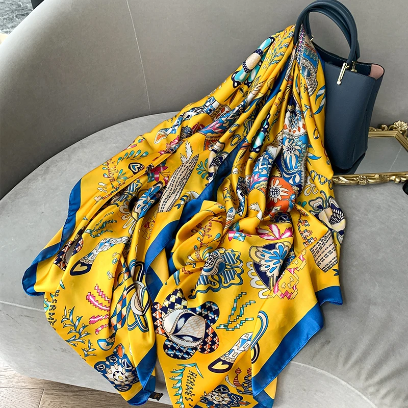 2022 Ladies Sunscreen Scarves Fashion Print Neckerchief Popular Satin Silk Scarfs New Colour Beach Towel Luxury 180X90CM Shawls
2022 Ladies Sunscreen Scarves Fashion Print Neckerchief Popular Satin Silk Scarfs New Colour Beach Towel Luxury 180X90CM Shawls