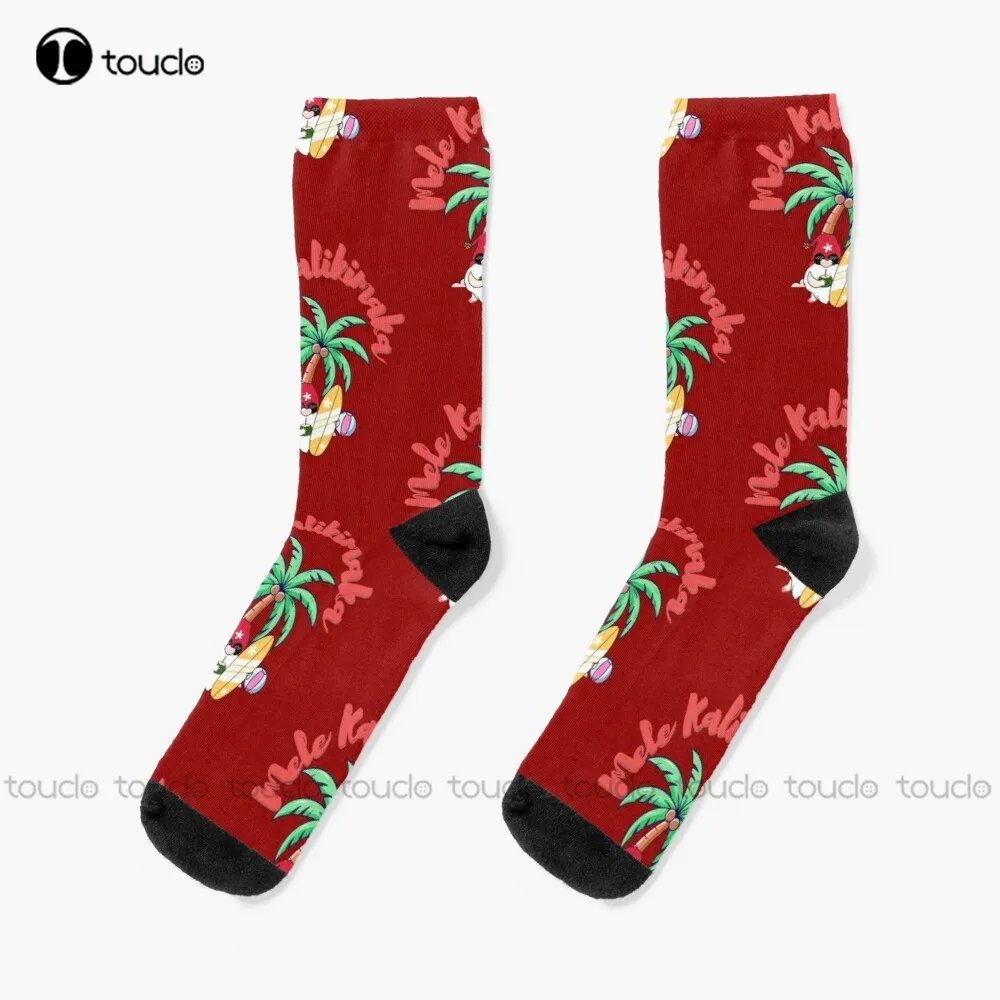 

Mele Kalikimaka Socks American Flag Socks Men Personalized Custom Unisex Adult Teen Youth Socks 360° Digital Print Funny Sock