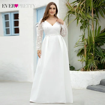 Plus Size Floral Lace Wedding Dresses Full Sleeve A-Line Deep V-Neck Draped Satin Formal Bride Gowns Vestido De Noiva 2020
Plus Size Floral Lace Wedding Dresses Full Sleeve A-Line Deep V-Neck Draped Satin Formal Bride Gowns Vestido De Noiva 2020