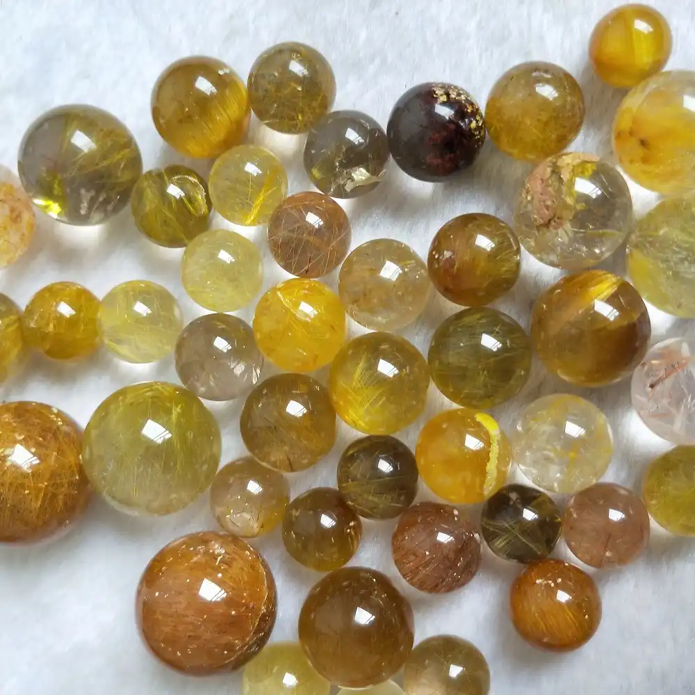 natural quartz crystal sphere gold rutilated ball