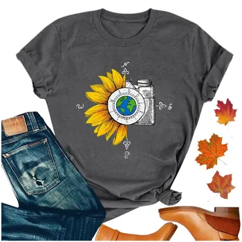 Elegant Women Spring Summer Sunflower Camera Print Tee Ladies Tops Clothes For Women Fashion Блузка Женская
Elegant Women Spring Summer Sunflower Camera Print Tee Ladies Tops Clothes For Women Fashion Блузка Женская