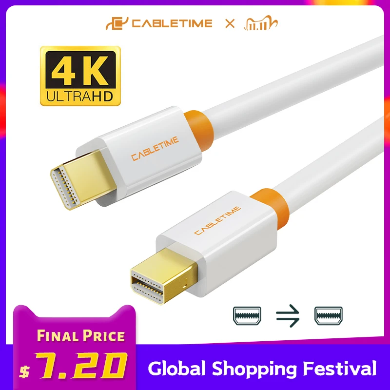 CABLETIME New High quality Mini DP to Mini DP Displayport Cable dp adaptor for Macbook/Mac Lenovo Dell 4K display C051
CABLETIME New High quality Mini DP to Mini DP Displayport Cable dp adaptor for Macbook/Mac Lenovo Dell 4K display C051