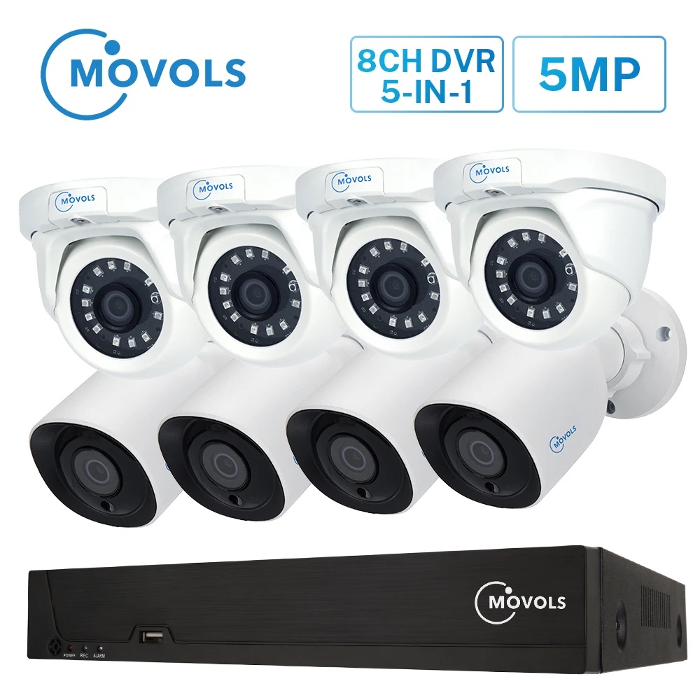 Movols 5MP Video Surveillance System 8CH H.265 DVR Set 4pcs Bullet 4pcs Dome Security Camera Indoor/Outdoor Waterproof CCTV Kit
Movols 5MP Video Surveillance System 8CH H.265 DVR Set 4pcs Bullet 4pcs Dome Security Camera Indoor/Outdoor Waterproof CCTV Kit