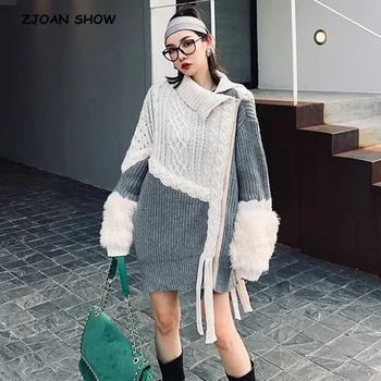2019 Vintage Spliced sheep Fur Irregular Cardigan Woman Contrast color Lapel collar Knitting Loose Coat Casual Sweater Jumper 
2019 Vintage Spliced sheep Fur Irregular Cardigan Woman Contrast color Lapel collar Knitting Loose Coat Casual Sweater Jumper
