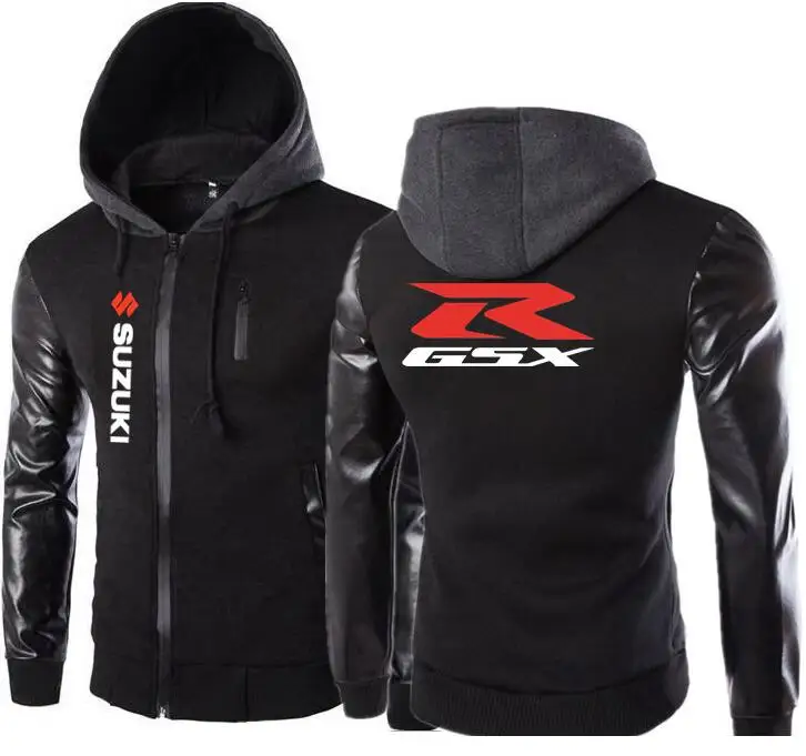 Autumn Winter warm SUZUKI Hoodie Leather sleeve slim jacket fleece Motorcycle Hoodies Men Sweatshirt Male Hoody Bomber Tracksuit 
Autumn Winter warm SUZUKI Hoodie Leather sleeve slim jacket fleece Motorcycle Hoodies Men Sweatshirt Male Hoody Bomber Tracksuit